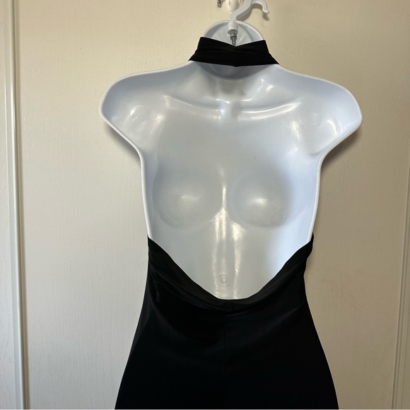 Norma Kamali Women’s Black High Neck Knit Halter Side Slit Maxi Dress- Medium - Picture 6 of 11